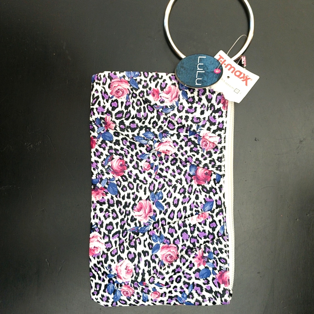 Lulu cheetah and rose print wristlet